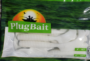PlugBait 8" - White 6 Count bag