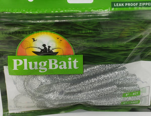 PlugBait 8" -  6 Count Silver Strike Grub bag