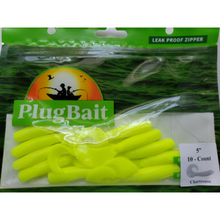 Load image into Gallery viewer, PlugBait 5&quot; - 10 Count Chartreuse Bag