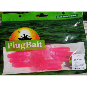 PlugBait 5" - 10 Count NEON PINK Bag